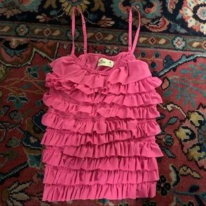 Hot pink frilly medium Hollister tank top